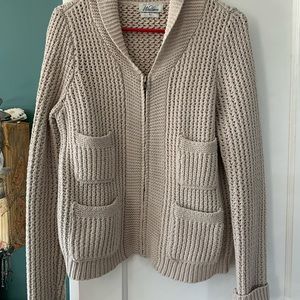 Madewell collab wool and cotton zip cardigan with shawl collar